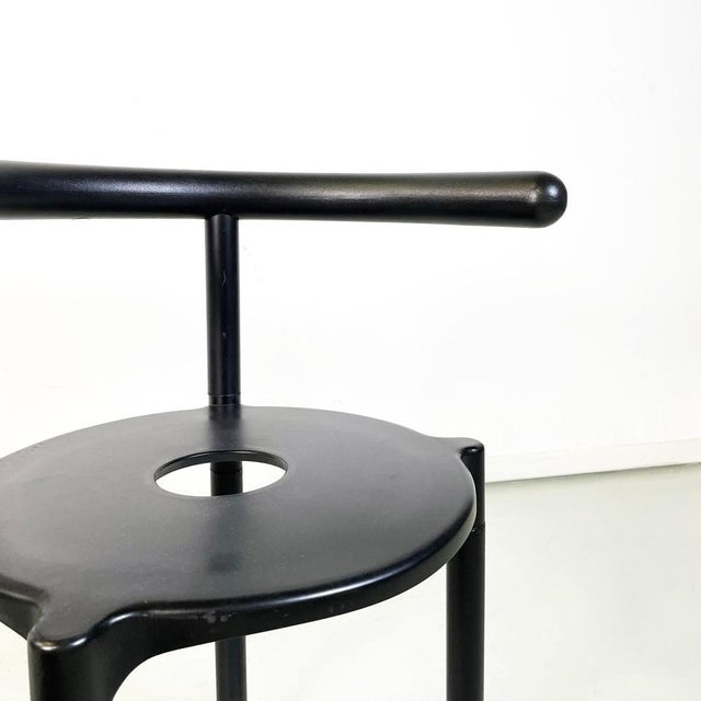 Black Set of Italian Modern Black Metal Plastic Chairs attributed to Anna Castelli Kartell for Castelli / Anonima Castelli, 1990s For Sale - Image 8 of 17