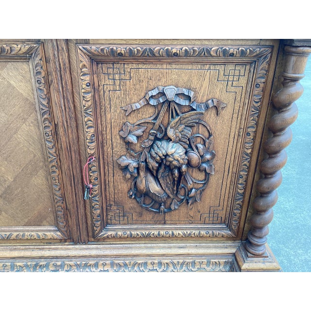 19th C. French Hunting Theme Oak Credenza For Sale - Image 15 of 16