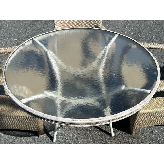 Tan Beautiful Vintage Lloyd Loom Aluminum Patio Set Table & 4 Chairs For Sale - Image 8 of 12