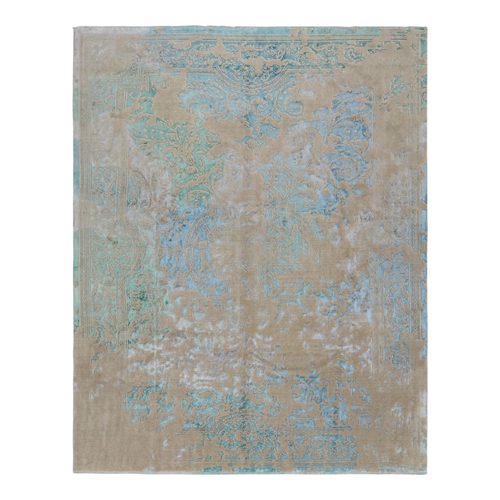 Rug & Kilim’s Modern Classics Rug in Beige-Brown & Blue With Floral ...