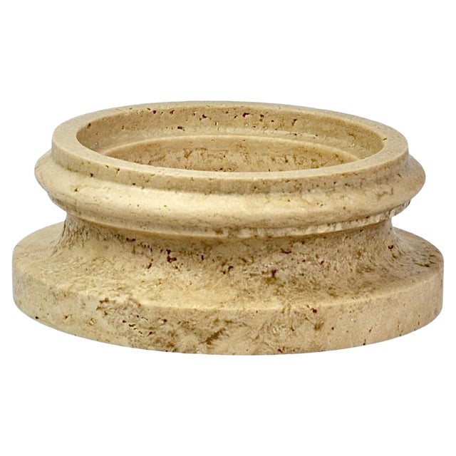 Handmade Column Vase in Satin Travertino Marble by Fiammetta V. For Sale