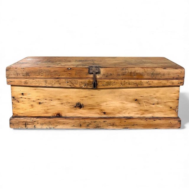 Antique Rustic Pine Chest with Dovetail Joinery and Iron Hardware For Sale - Image 9 of 9