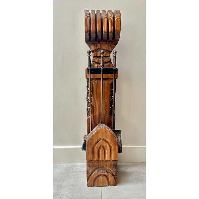 Vintage Witco wood carved fireplace tool set. Perfect for your next luau or a perfect match for your Malm fireplace. Set...