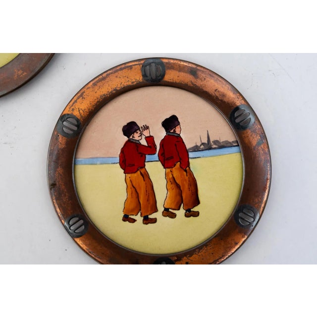 Green Art Deco Copper and Ceramic Coasters, Vienna, Austria, 1920s, Set of 6 For Sale - Image 8 of 11