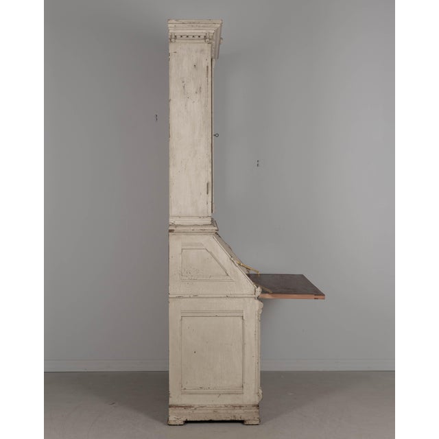 Gray Swedish Painted Pine Secretary With Glass Paned Bookcase For Sale - Image 8 of 17