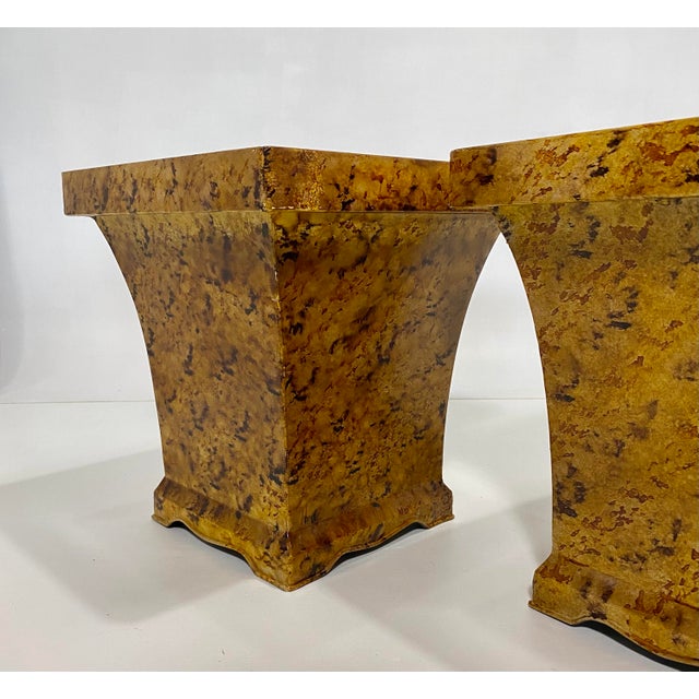 1980’s Pair Faux Tortoise Shell Planters/Cache Pots For Sale - Image 11 of 16