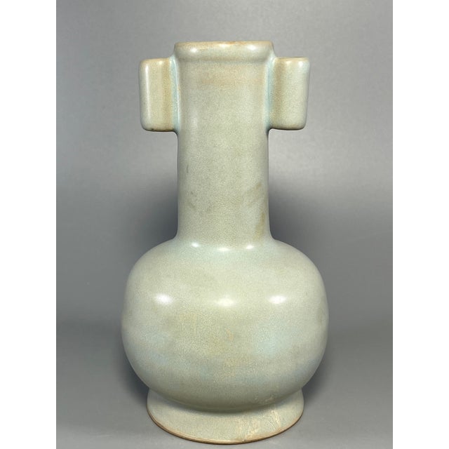 Antique Chinese Celadon Arrow Vase With Tubular Ears For Sale - Image 4 of 6