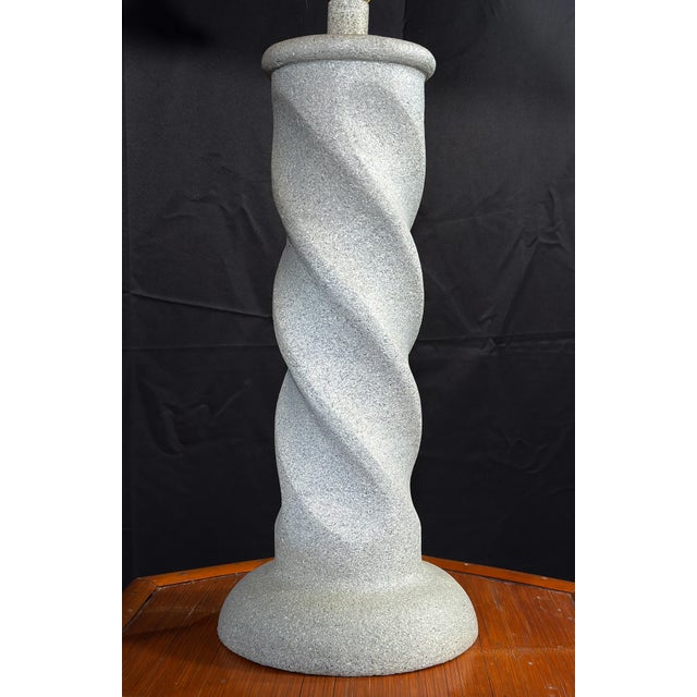 Michael Taylor Style Plaster Spiral Floor Lamp and Table Lamp Set With Shades, 1980s - A Pair For Sale - Image 10 of 13