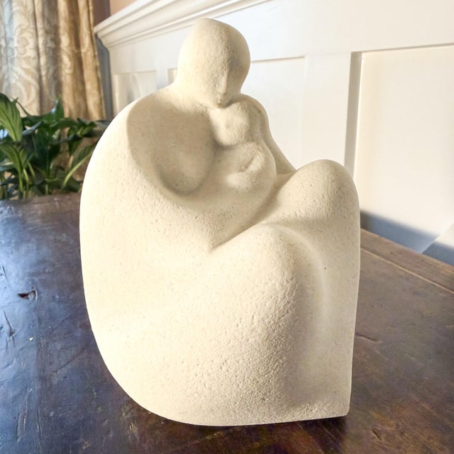 Ivory Vintage Marc Belgian Stone Sculpture – Abstract Seated Figure For Sale - Image 8 of 8
