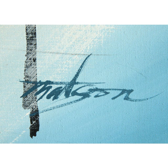 Large Scale Vintage 1970's Ski School Acrylic on Canvas Painting For Sale - Image 9 of 11