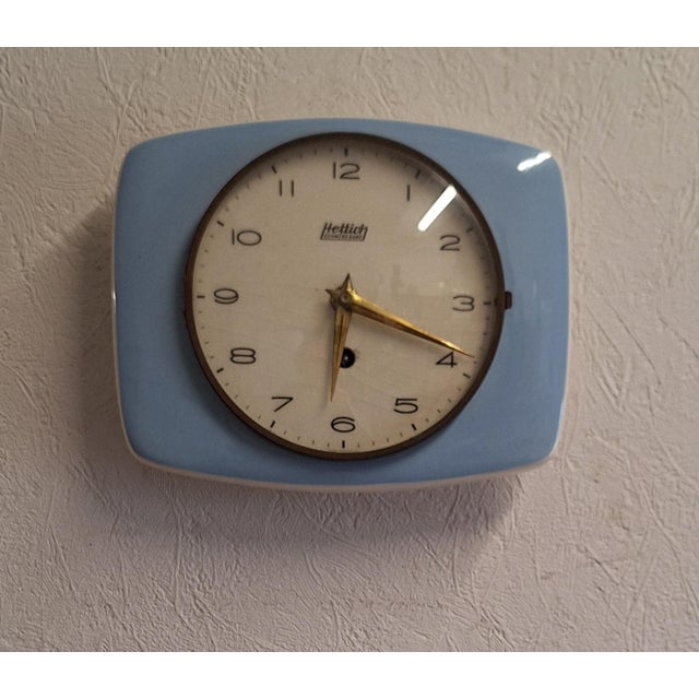 Mid-Century German Wall Clock with Ceramic Case from Hettich, 1950s For Sale - Image 6 of 6