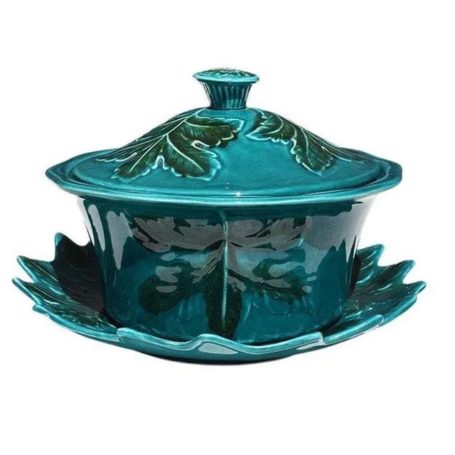 Ceramic Green Polychrome Majolica Ceramic Serving Tureen Set California Pottery - Mid 20th Century For Sale - Image 7 of 7