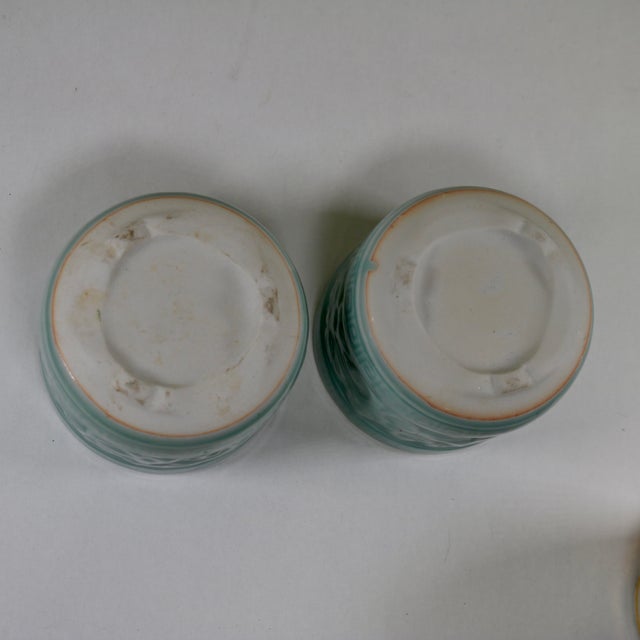 Celadon Late 20th Century Celadon Small Planter/Brush/Incense Pot-a Pair For Sale - Image 8 of 11