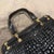 1970s Vintage Glossy Embossed Black Leather and Brass Italian Hand Bag For Sale - Image 6 of 10