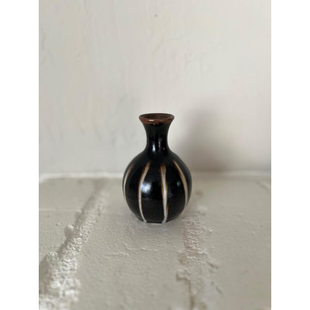 Late 20th Century Miniature Tenmoku Black Glaze Studio Bud Vase For Sale - Image 5 of 15