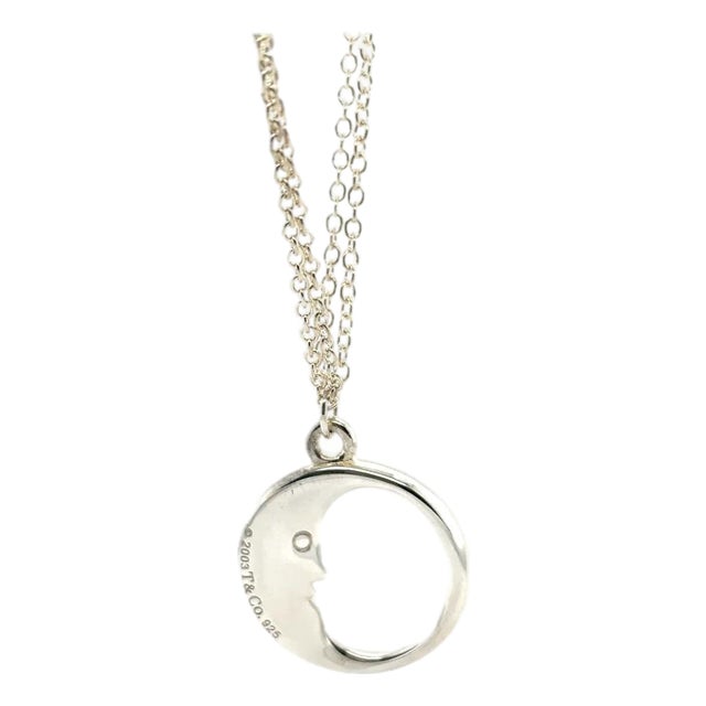 Tiffany & Co. Sterling Silver Vintage Moon Double Chain Necklace 10.5g For Sale