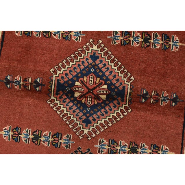 Textile Yalameh Rug 3’3” X 4’9” Red Wool Vintage Tribal Hand-Knotted Oriental Carpet For Sale - Image 7 of 12