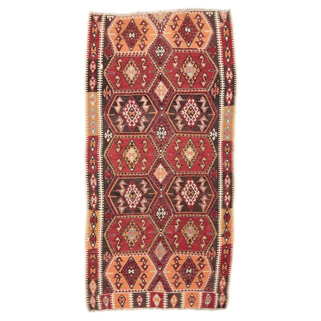 Textile Vintage Turkish Kaisari Kilim Rug For Sale - Image 7 of 7