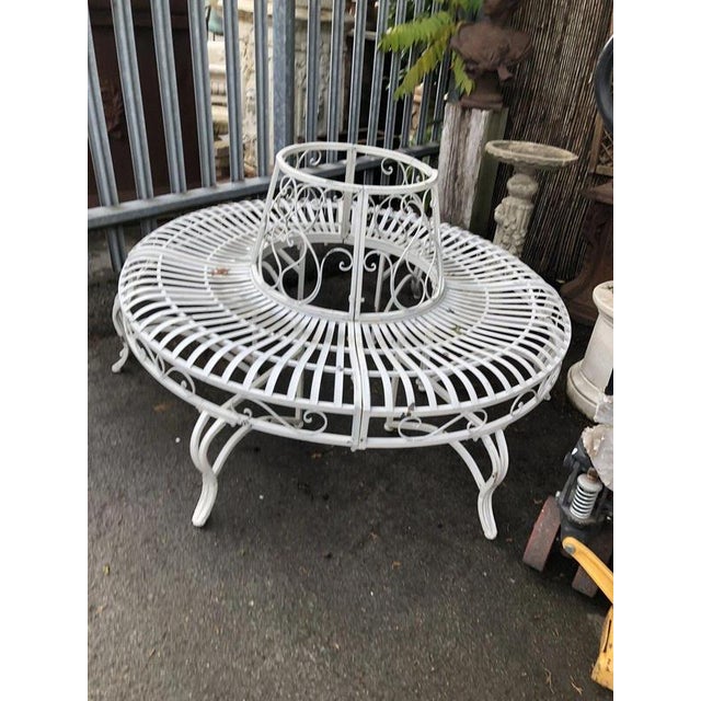 2000 - 2009 Circular White Steel Tree Bench Garden Seat For Sale - Image 5 of 12
