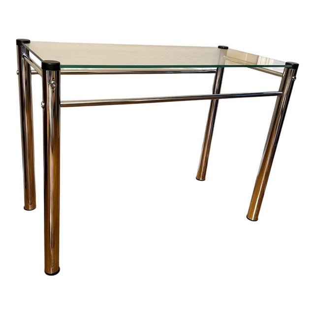 Bauhaus Vintage Chrome and Glass Side Table For Sale - Image 4 of 7