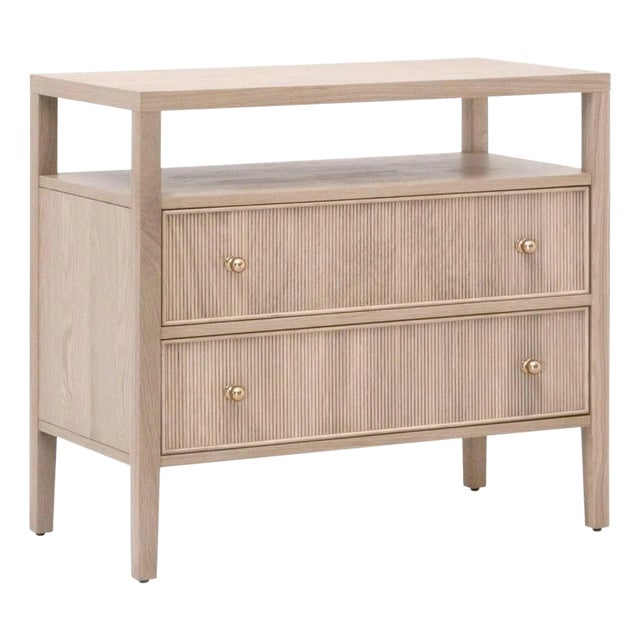 Highland Open Shelf 2-Drawer Natural Oak Nightstand For Sale