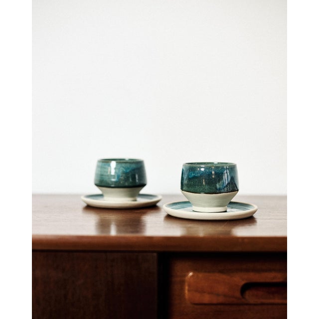 Handmade set of ceramic cups and saucers made by the Hungarian Holicska Szilvia This piece has an attribution mark, I am...