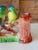 Charming Mid-20th Century hand-painted ceramic planter featuring three colorful budgerigars perched on a branch between...
