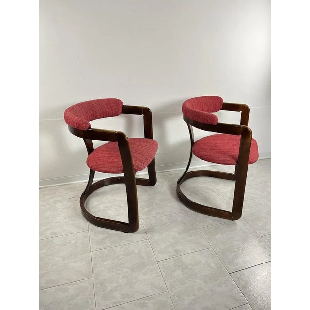 Set of 2 Mid-centry curved wooden chairs attributed to Achille and Piergiacomo Castiglioni, Italian 60s Design Ingredient...