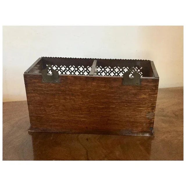 Antique 19th Century English Oak and Brass Hanging Letter Rack, Box or