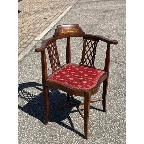 Edwardian Inlaid Mahogany Armchair For Sale - Image 3 of 7