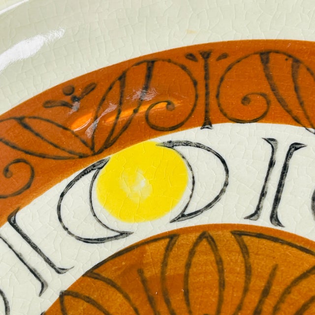 Vintage 70s Mid-Century Modern Topaz Japanese Sunburst Stoneware Dinner Plates- Set of 4 For Sale - Image 9 of 13