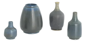 Small Mid-Century Scandinavian Modern Collectible Blue & Brown Stoneware Vase by Gunnar Borg for Gunnars Keramik Höganäs, 1960s, Set of 4