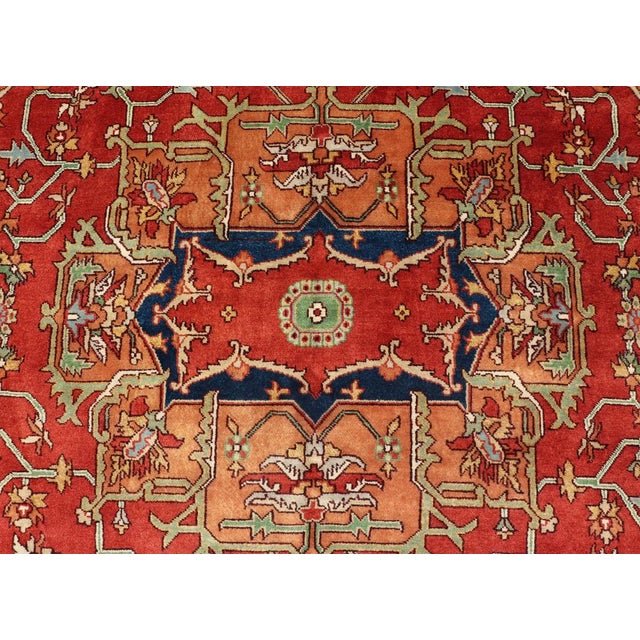 Serapi-Heriz Design Rug With Geometric Medallion in Jewel Colors For Sale In Atlanta - Image 6 of 13
