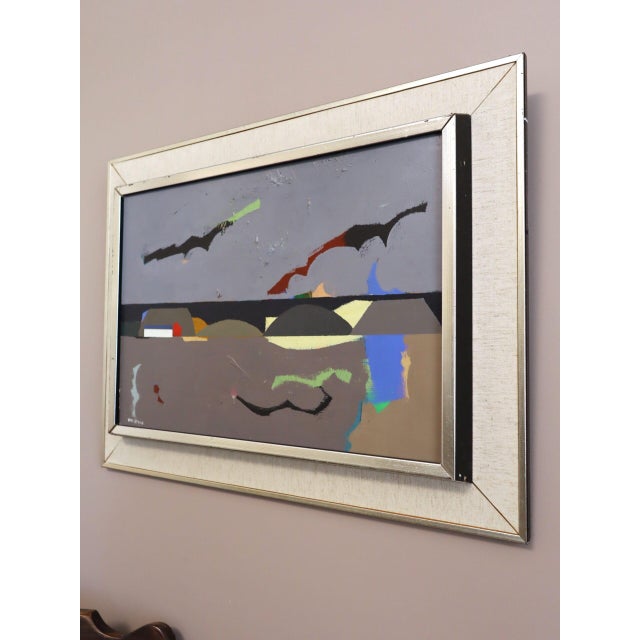 Mid 20th Century Mid-Century Modern 'Landscape Remembered' Vintage Original Abstract Landscape Oil Painting by Swedish Artist Hans Osswald (1919-1983), Framed For Sale - Image 5 of 12