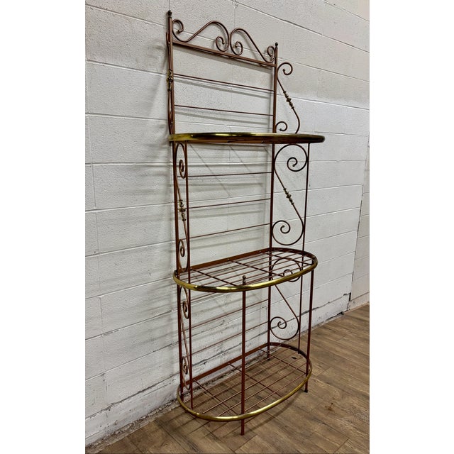 Vintage French Style Iron and Brass Boulangerie Rack Baker’s Rack For Sale In Kansas City - Image 6 of 8
