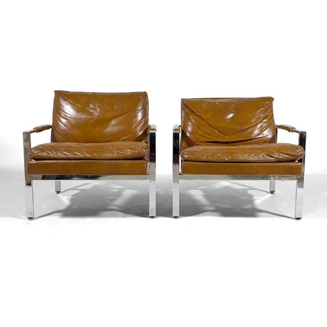 Metal Pair of Milo Baughman Lounge Chairs by Thayer Coggin For Sale - Image 7 of 12