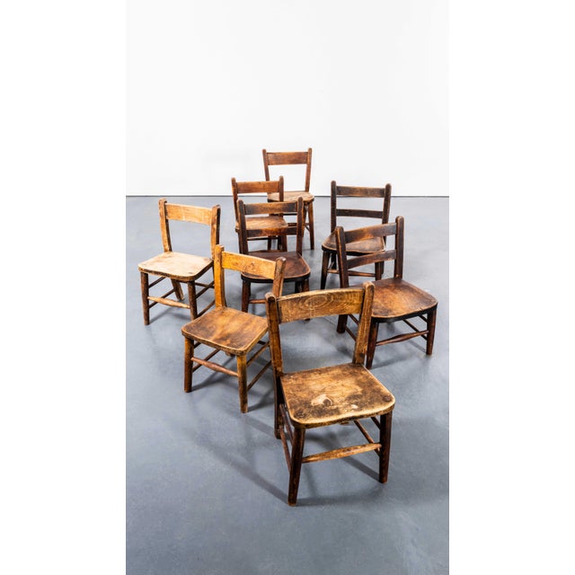 Wood English Children's Chapel Chair from Harlequin, 1940s, Set of 4 For Sale - Image 7 of 9