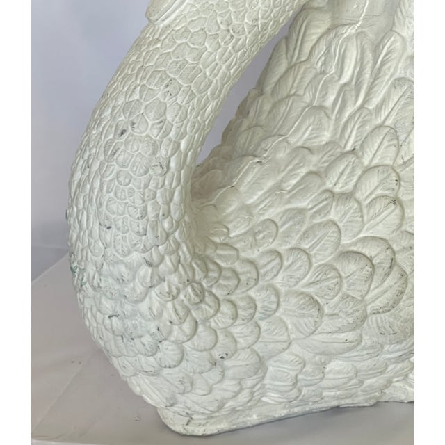 Pair Plaster Swan Garden Stools, Martini Tables For Sale - Image 10 of 14
