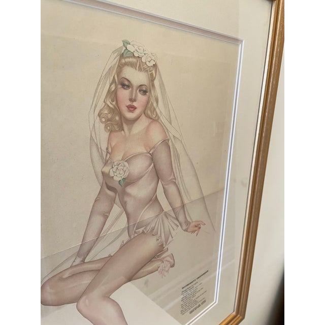 Vintage 1940s Esquire “Varga Girl” Centerfold – “Matrimony Preferred” Alberto Vargas Framed Pinup For Sale - Image 4 of 9