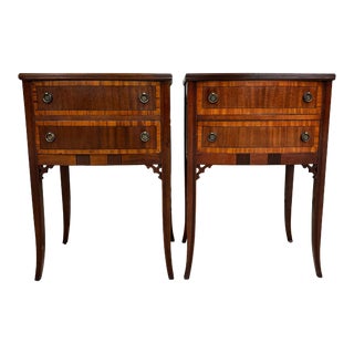 Vintage Inlaid Mahogany Nightstands Bedside Tables Side Tables End Tables For Sale