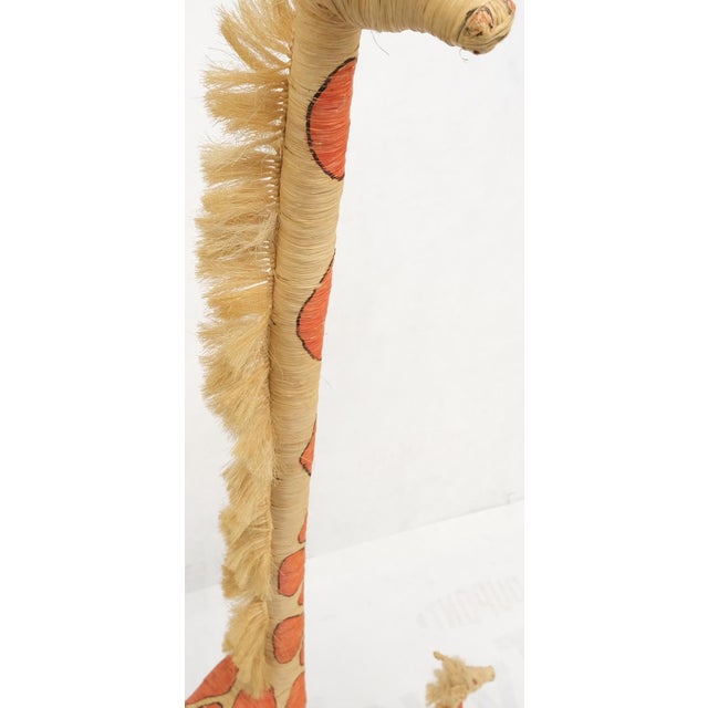 Group of 4 Giraffe Folk Art Rattan Bamboo Straw Hand Painted Animal Sculptures For Sale - Image 9 of 16