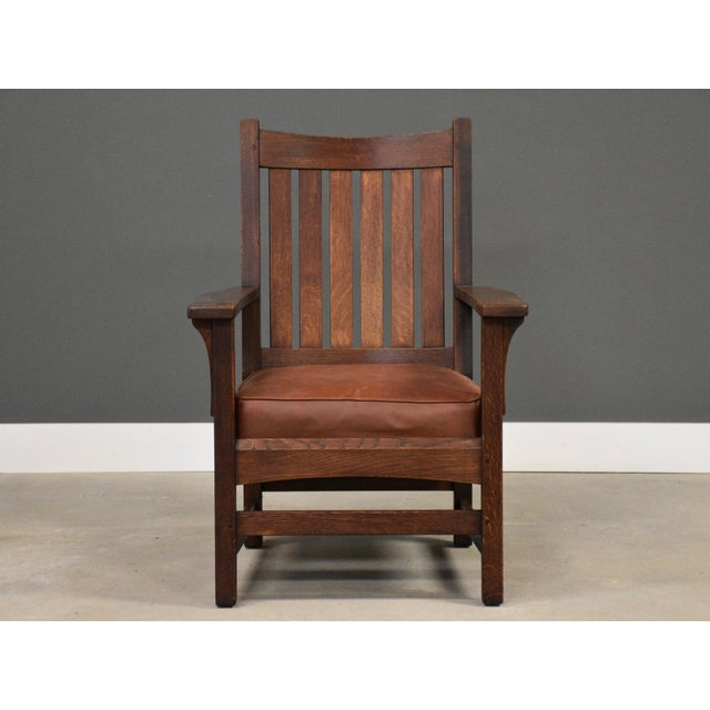 Arts & Crafts 1910s L&jg Stickley Lounge Arm Chair Mission Arts and Crafts For Sale - Image 3 of 10