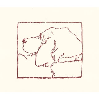 Dog Line Drawing Block Print, Original Artwork by Michelle Farro For Sale