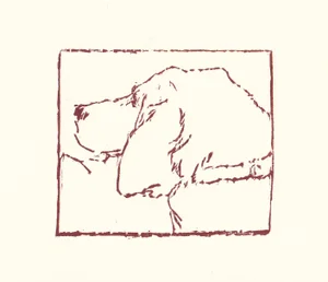 Dog Line Drawing Block Print, Original Artwork by Michelle Farro