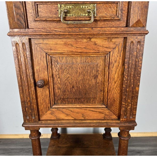 Antique French Marble Top Oak Nightstand For Sale - Image 5 of 12