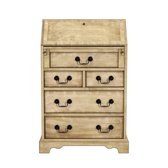 Traditional Danforth 5 Drawer Secretary, Beige For Sale - Image 3 of 7