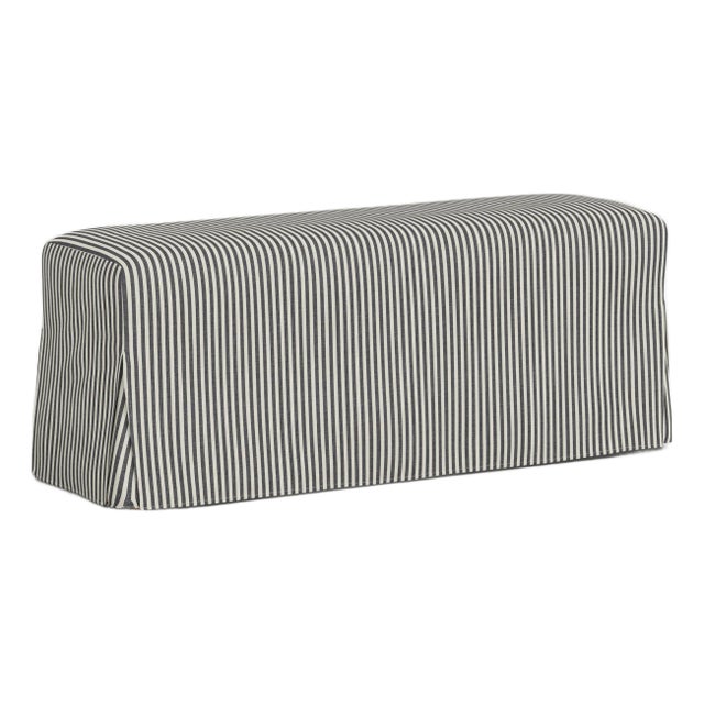 Slipcover for Stoffer Home x Cloth & Company for Lindy Slipcover Dining Bench in Jane Stripe Carbon For Sale