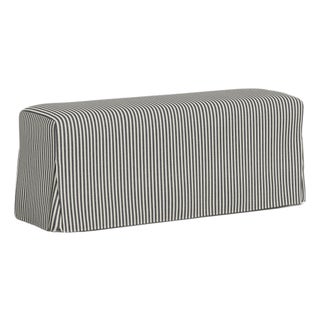 Stoffer Home x Cloth & Company Slipcover for Lindy Dining Bench in Jane Stripe Carbon For Sale