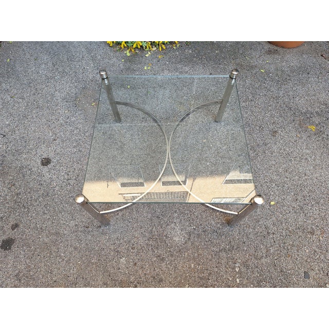 Coffee Table in Chrome with Glass Top, 1970s, in Very Good conditions. Designed 1970 to 1979 I have official proof of...