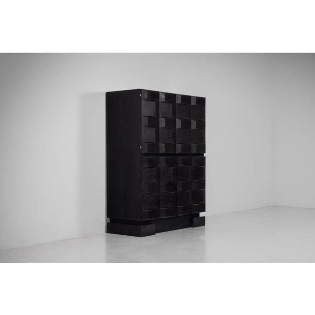 1970s Graphic Bar Cabinet in Black from Maison Aurora, Belgium, 1975 For Sale - Image 5 of 18